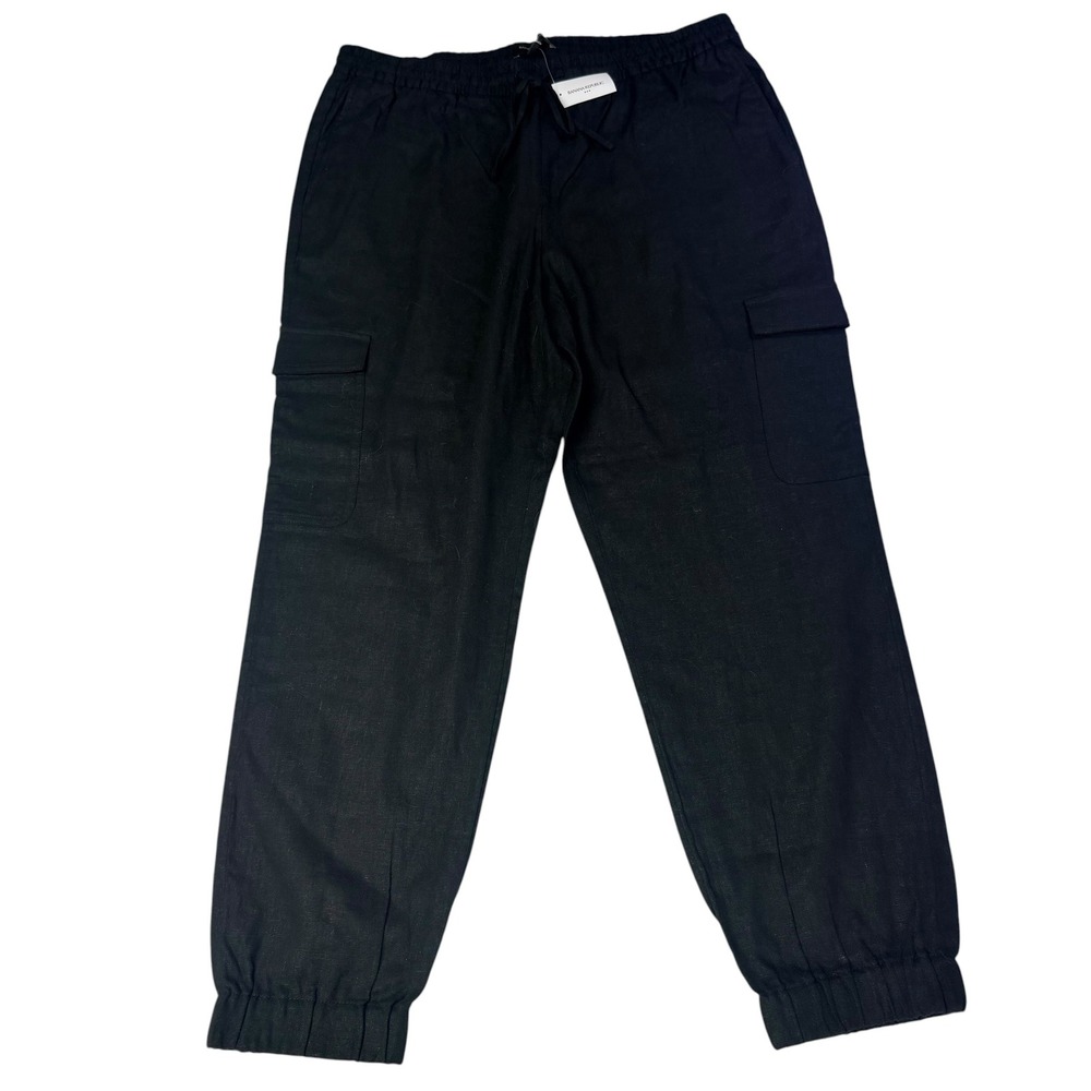 Banana Republic Linen Blend Cargo Jogger Pants NWT Black Womens Utility L
